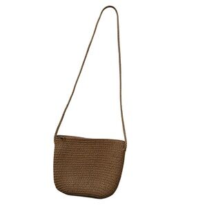 Light Brown Woven Mini Shoulder Bag